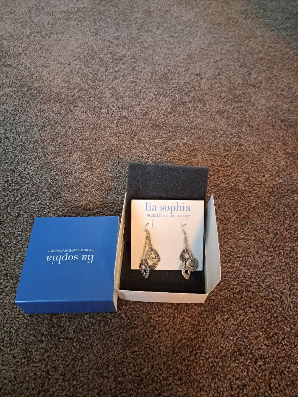 Lia Sophia "LOOPHOLE" silver-tone drop earrings,In Box - Picture 3 of 5